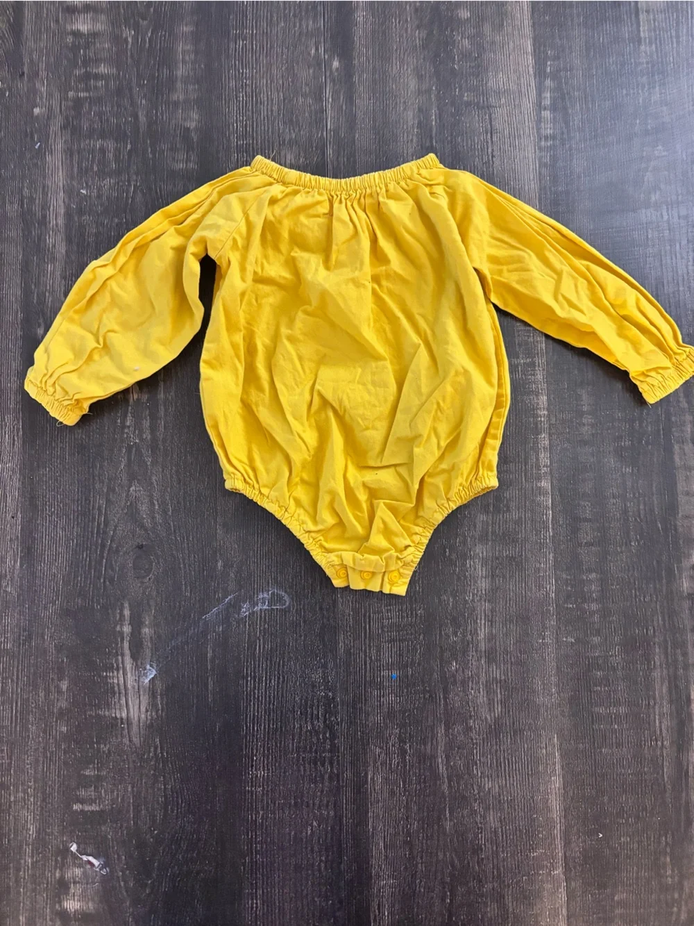 Samgami Baby Girls' Yellow Long-Sleeve Lace-Trim One-Piece Bodysuit
